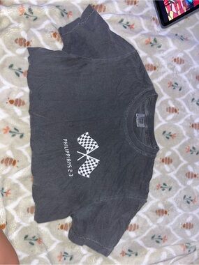 Kids Gray Graphic Tee with Checkered Flags - Philippians 2:3